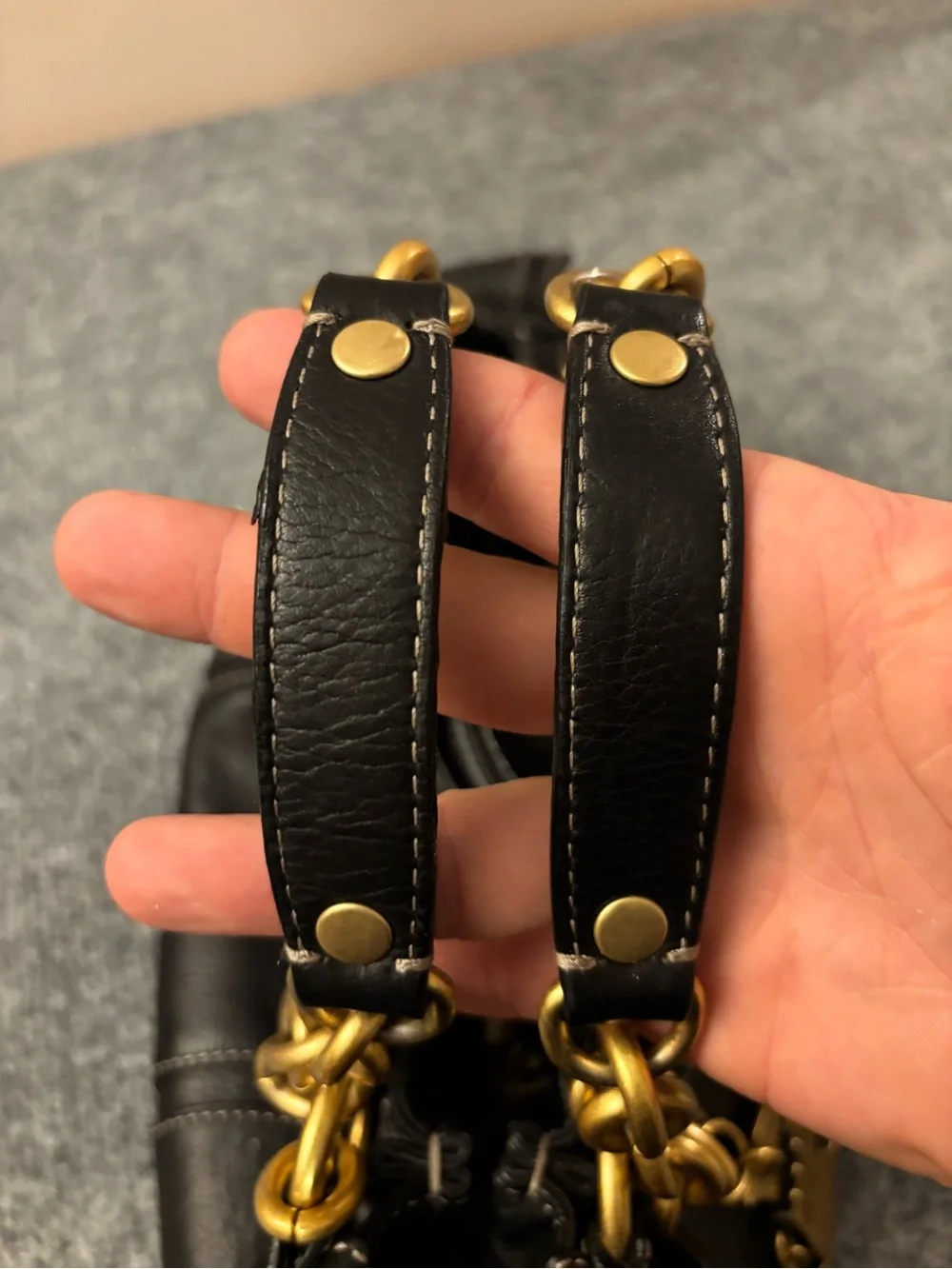 RARE Juicy Couture Y2K Scottie Tag Charm Leather Shoulder Bag Black